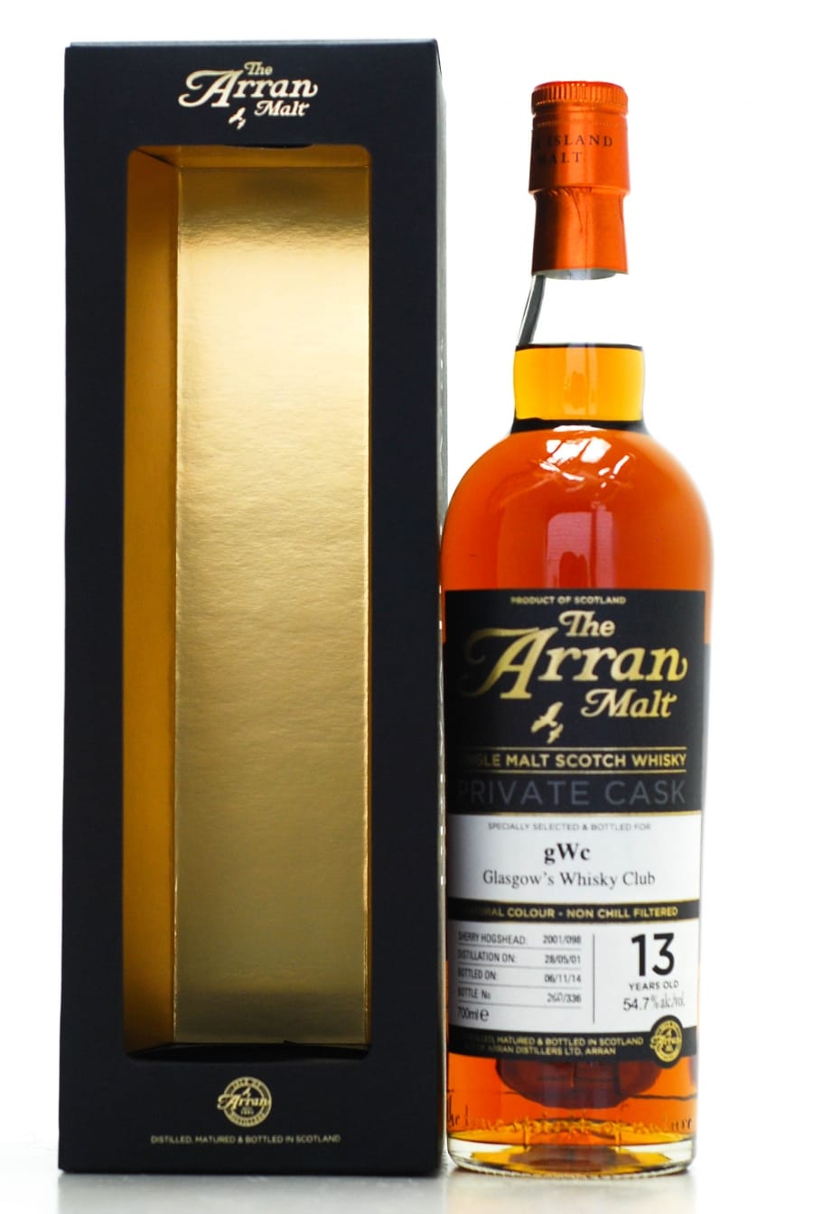 Arran - 13 Years Old Private Cask Bottled For gWc Glasgow's Whisky Club Cask 2001/098 54.7% 2001 In Original Container