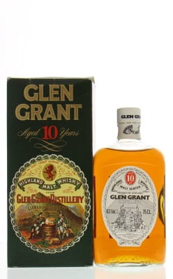 Glen Grant - 10 Years Old square bottle, short neck, white screw cap Late 70's 43% NV