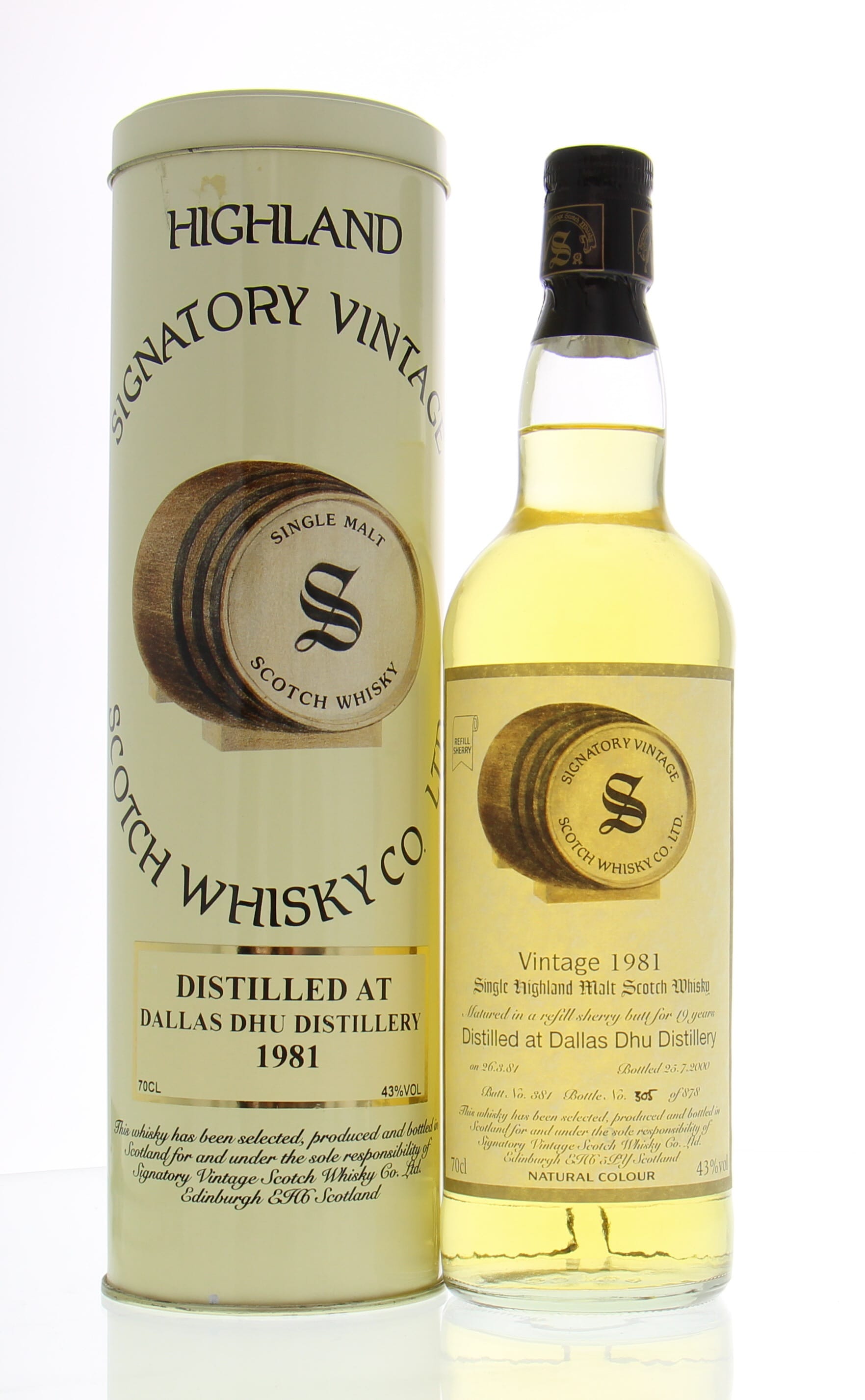 Dallas Dhu - 19 Years Old Signatory Vintage Cask:381 43% 1982 In Original Container
