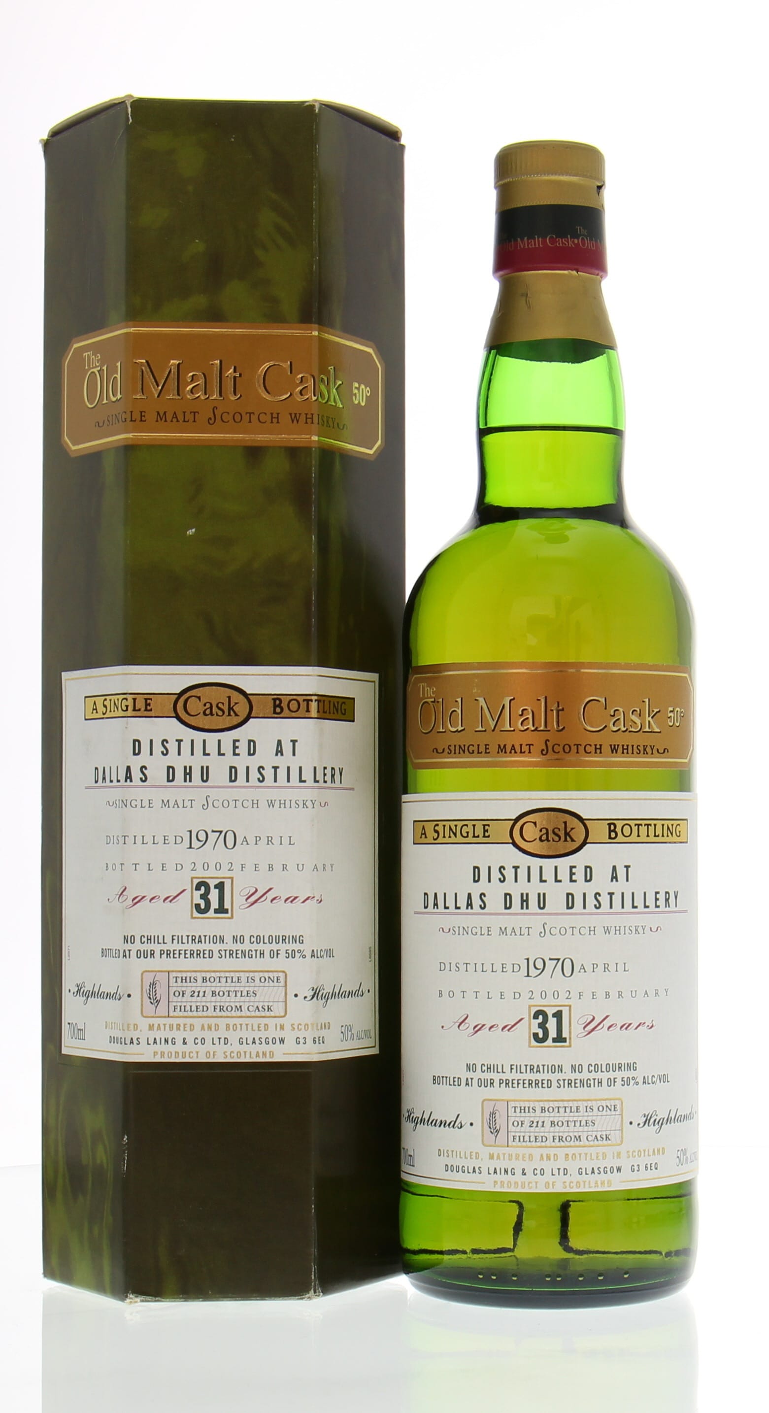 Dallas Dhu - 31 Years Old Douglas Laing Old Malt Cask 1 Of 211 Bottles 50% 1970 In Original Container