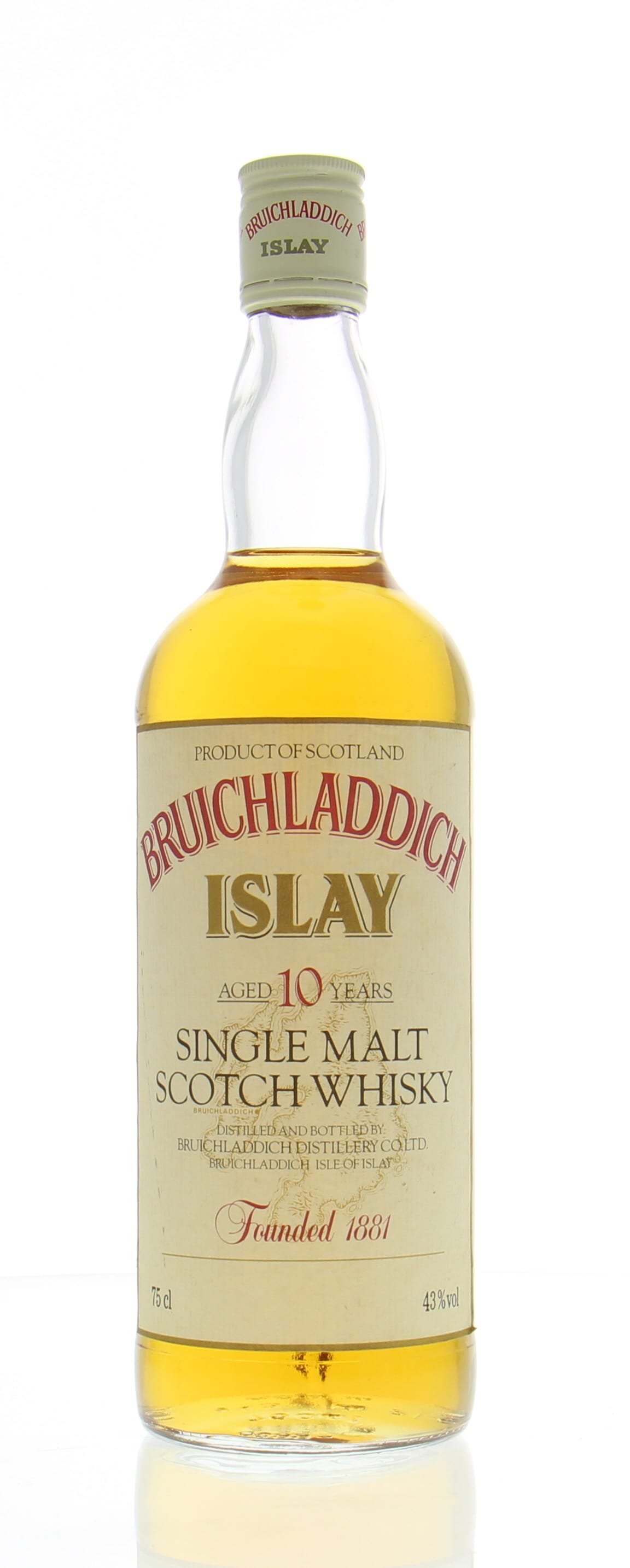 Bruichladdich - 10 Years Old Cream Label Bottled mid 1980's 43% NV NO OC