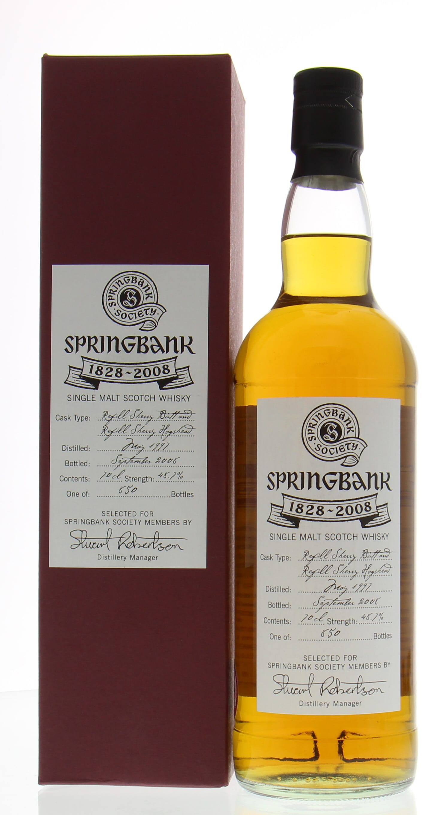 Springbank - Society Bottling 180th Anniversary Cask: 18 + 28 1 Of 850 Bottles 48.7% 1997 In Original Container