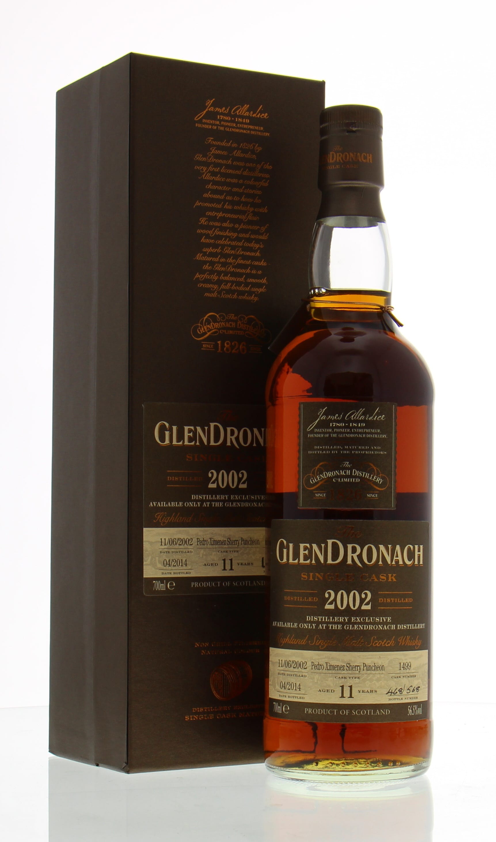 Glendronach - 11 Years Old Distillery Exclusive Cask:1499 56,5% 2002 In Original Container
