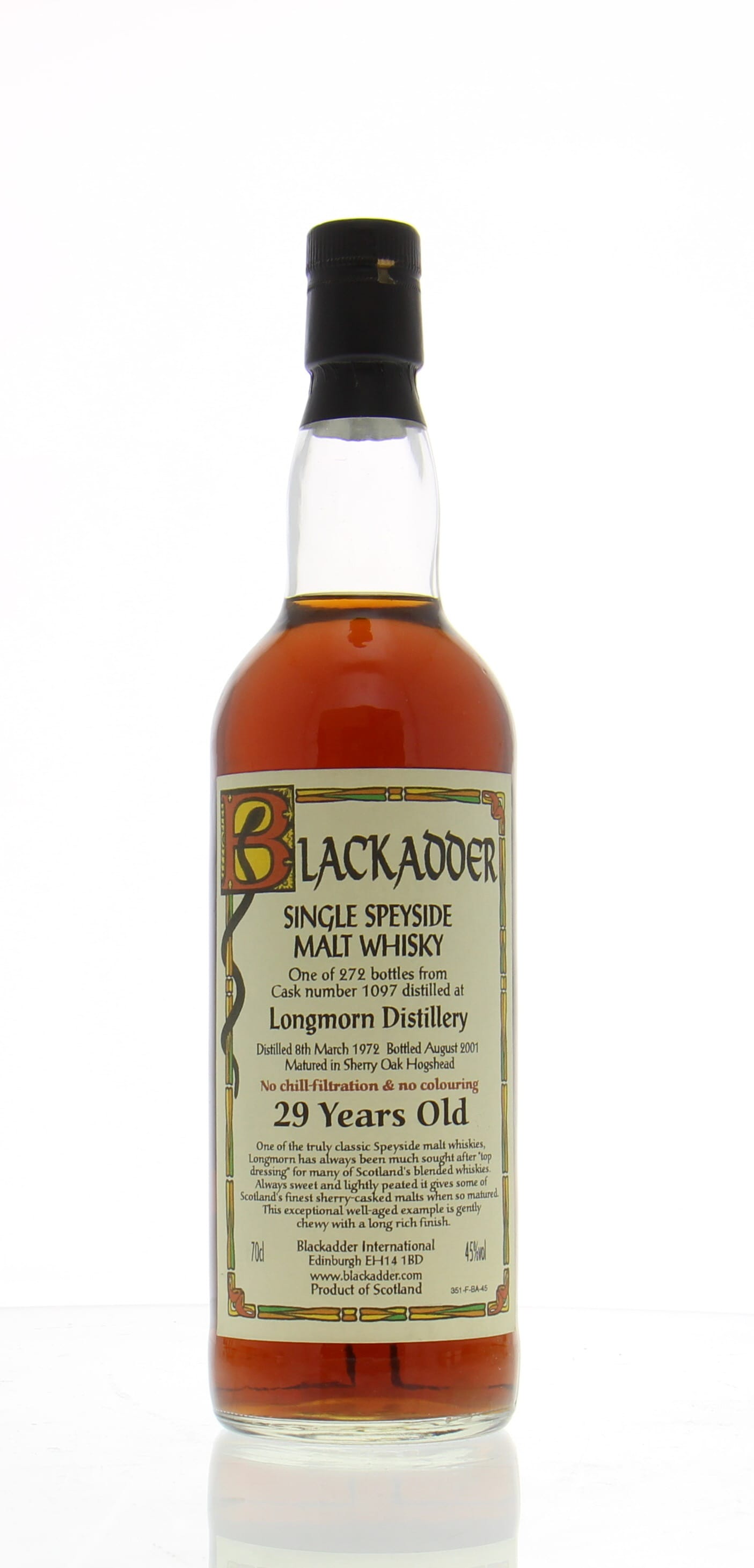 Longmorn - 29 Years Old Blackadder Cask:1097 45% 1972 NO OC INCLUDED!