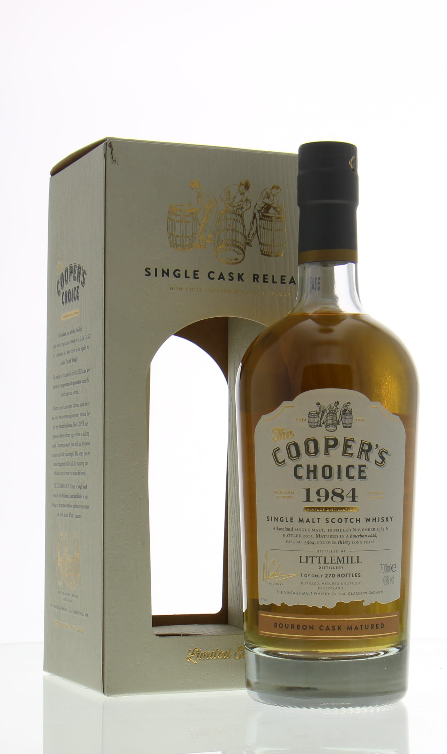 Littlemill - 30 Years Old Cooper's Choice Cask: 3904 1 Of 270 Bottles 49% 1984