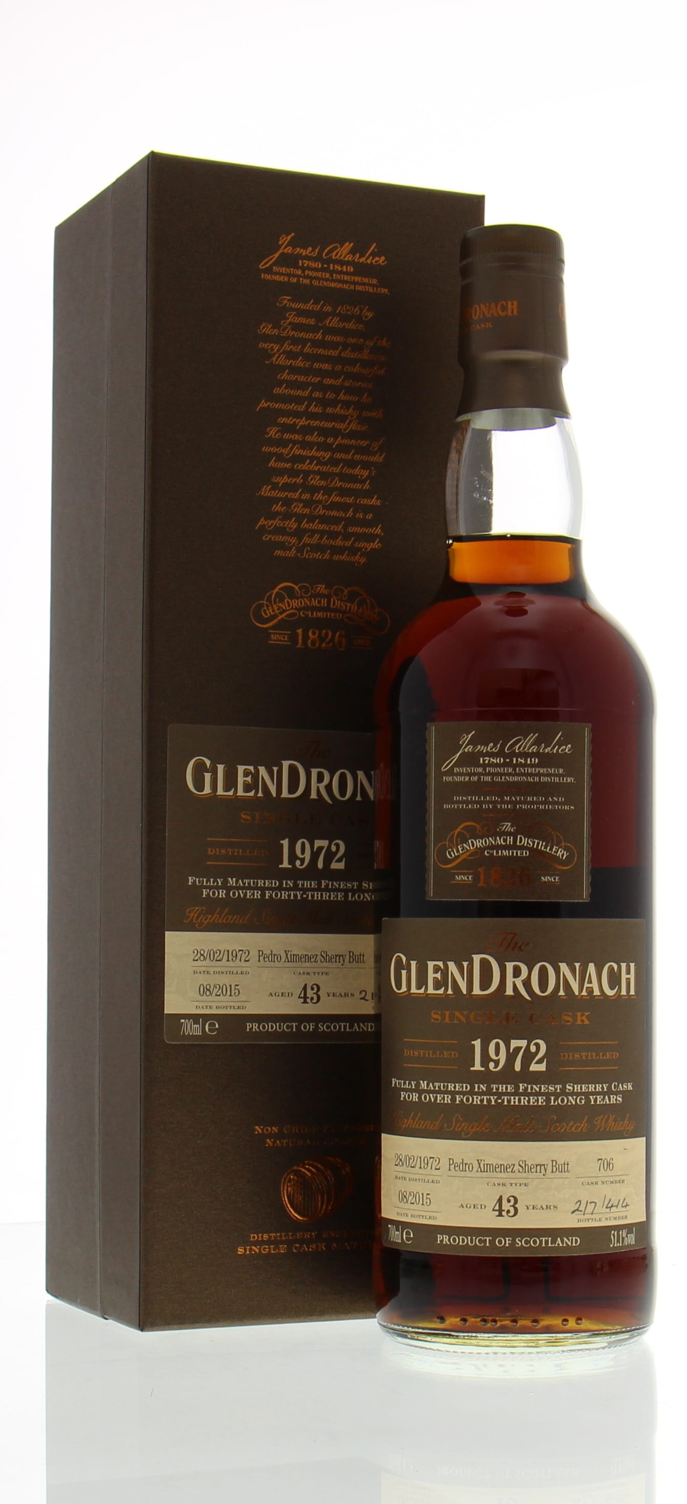 Glendronach - 43 Years Old Batch 12 Cask:706  51.1% 1972 In Original Container