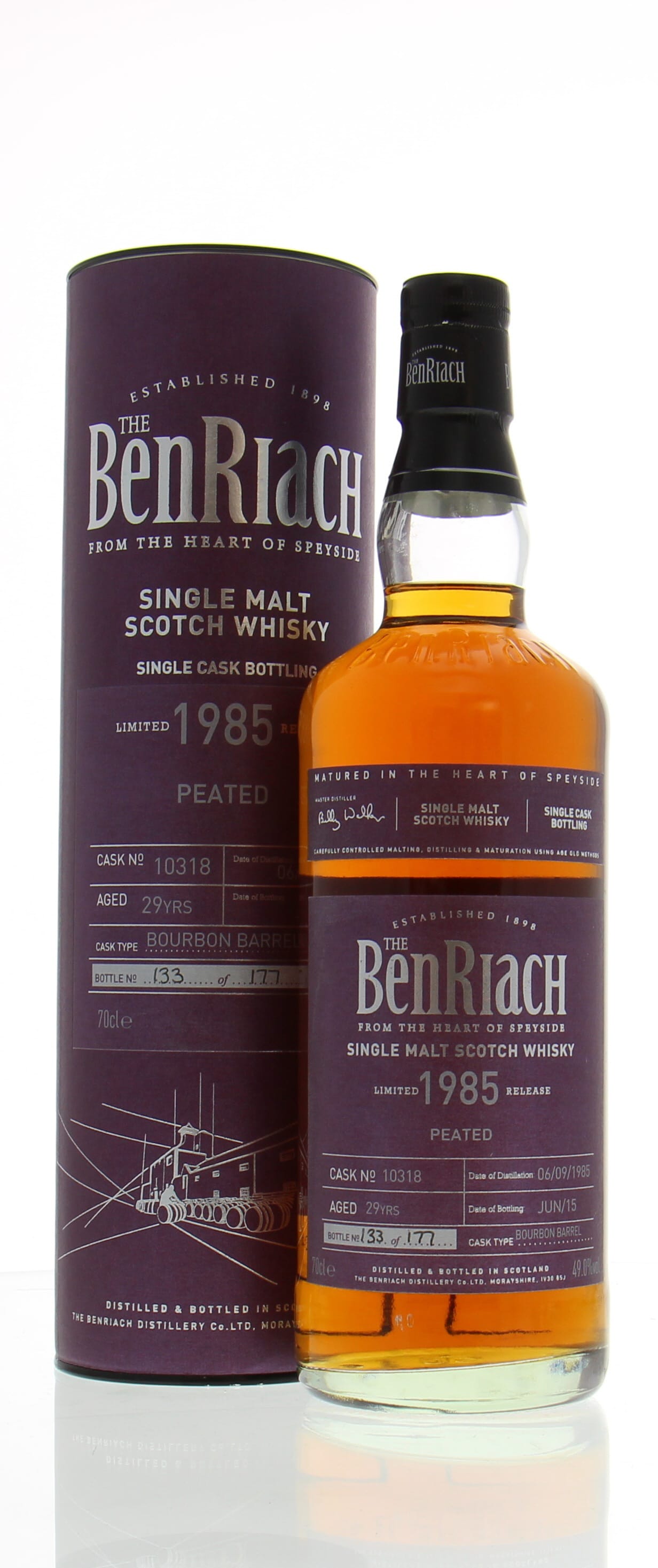 Benriach - 29 Years Old Batch 12 Peated Cask:10318 49% 1985 In Original Container